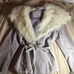 VINTAGE suede with faux fur Coat!